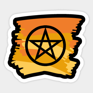 Pagan Pentagram Orange Paint Witch Magick Sticker